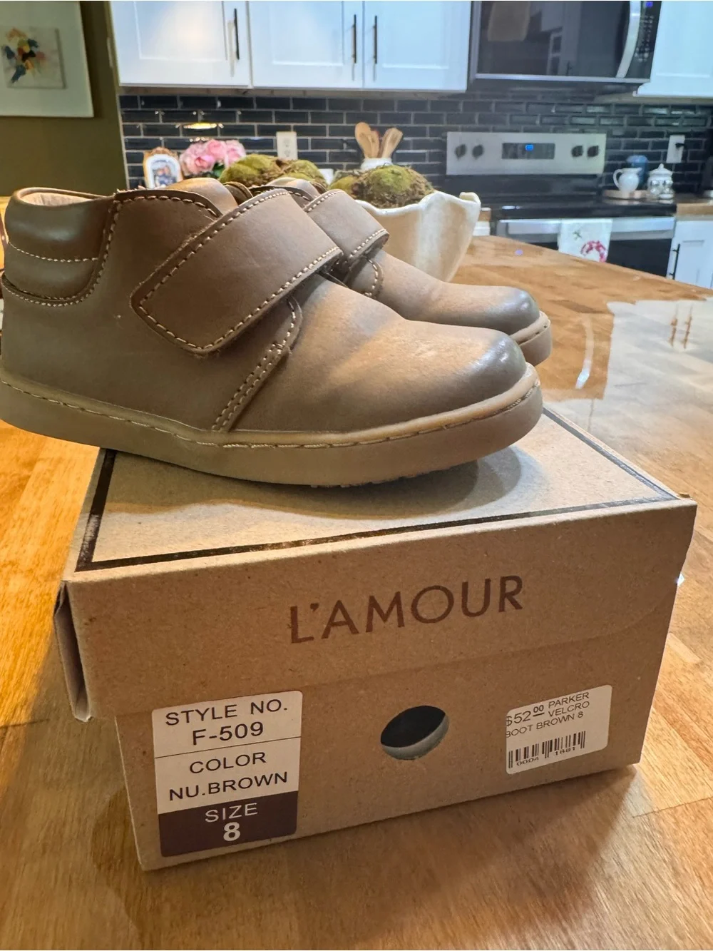 L'Amour Kids Nu.Brown Velcro Walker Shoes